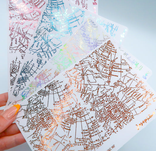Bon Voyage Foil Underlays for SV and Hobo Cousin | Vintage Map (choose your foil colour)