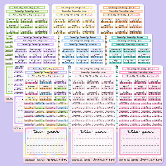 2026 Year At a Glance | Hobo Weeks - Pastel