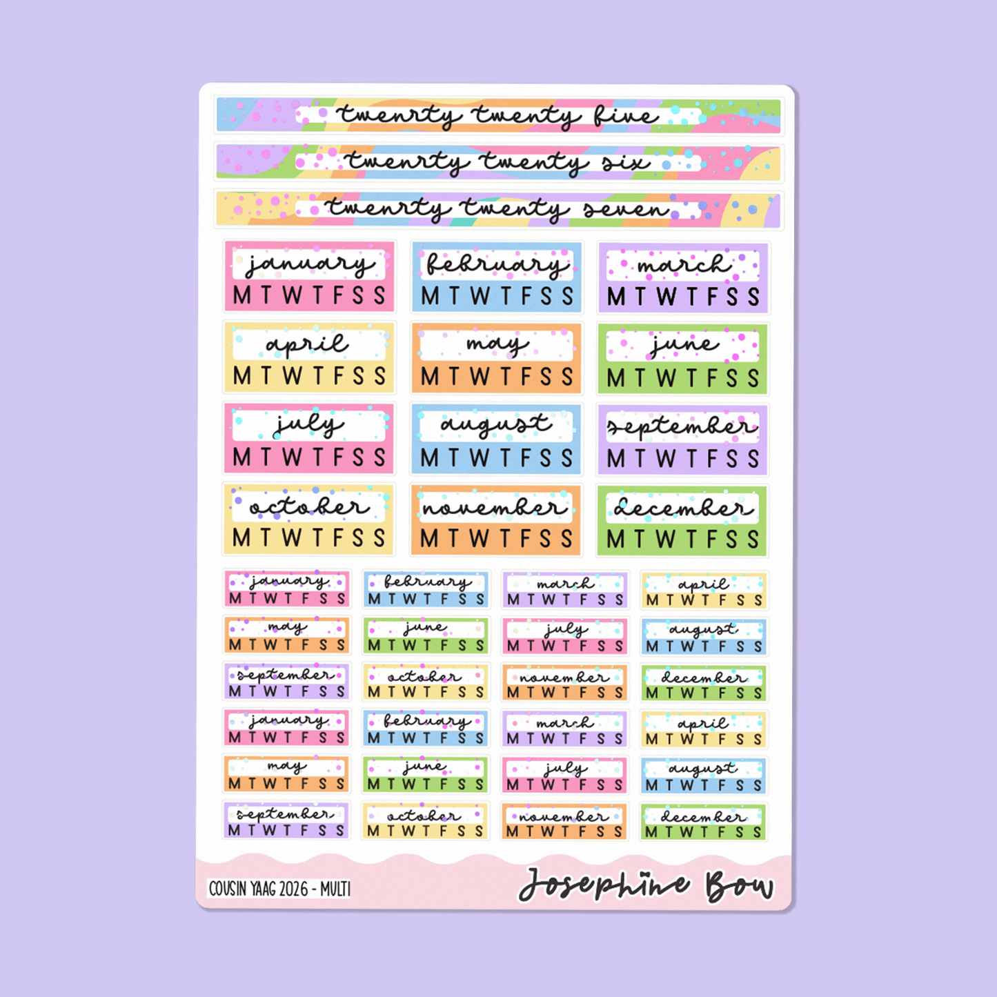 2026 Year At a Glance | Hobo Cousin - Pastel