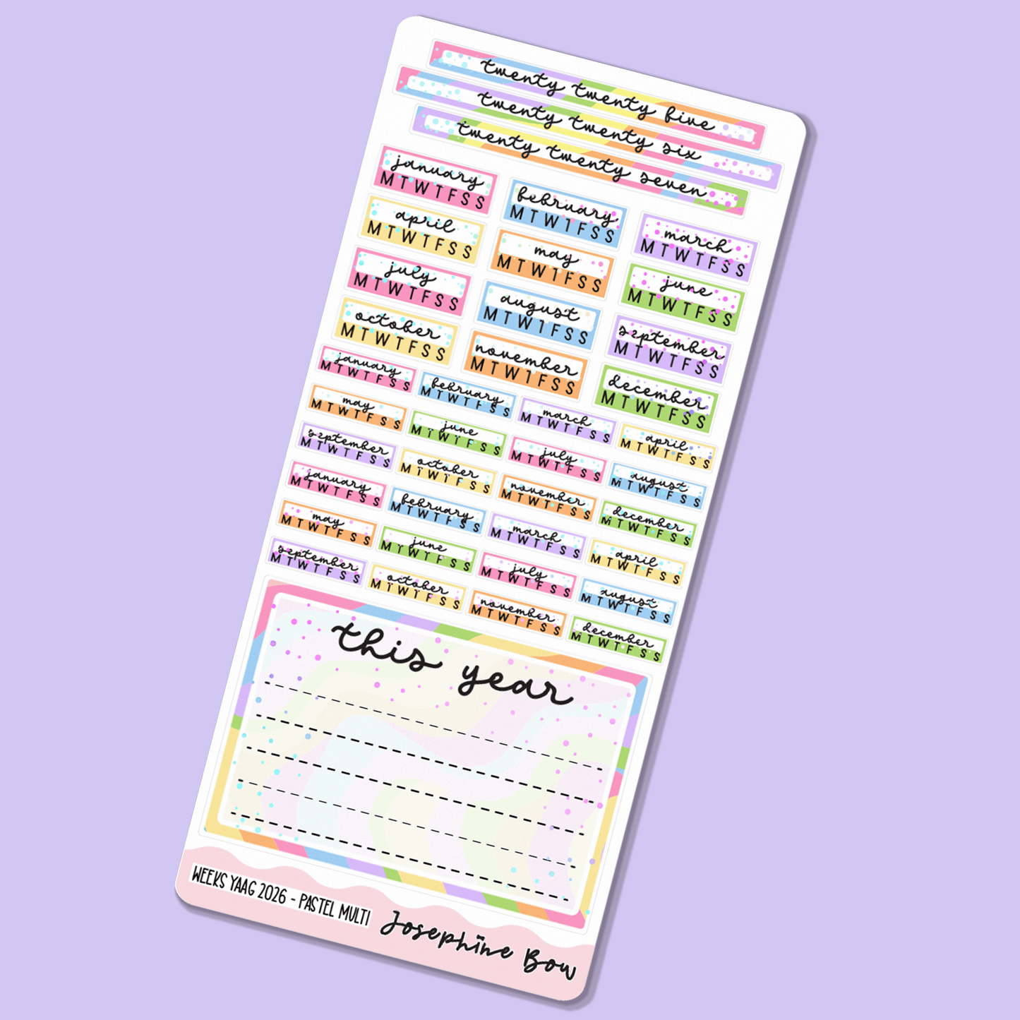 2026 Year At a Glance | Hobo Weeks - Pastel