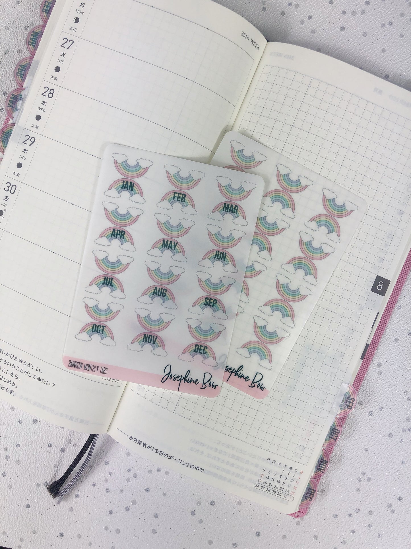 Rainbow Clear Hobonichi Weeks Tabs