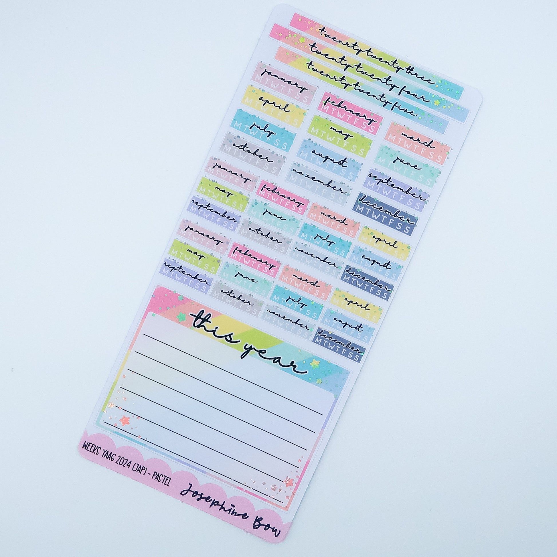 Bow Planner Stickers in Pastel Rainbow Colours 