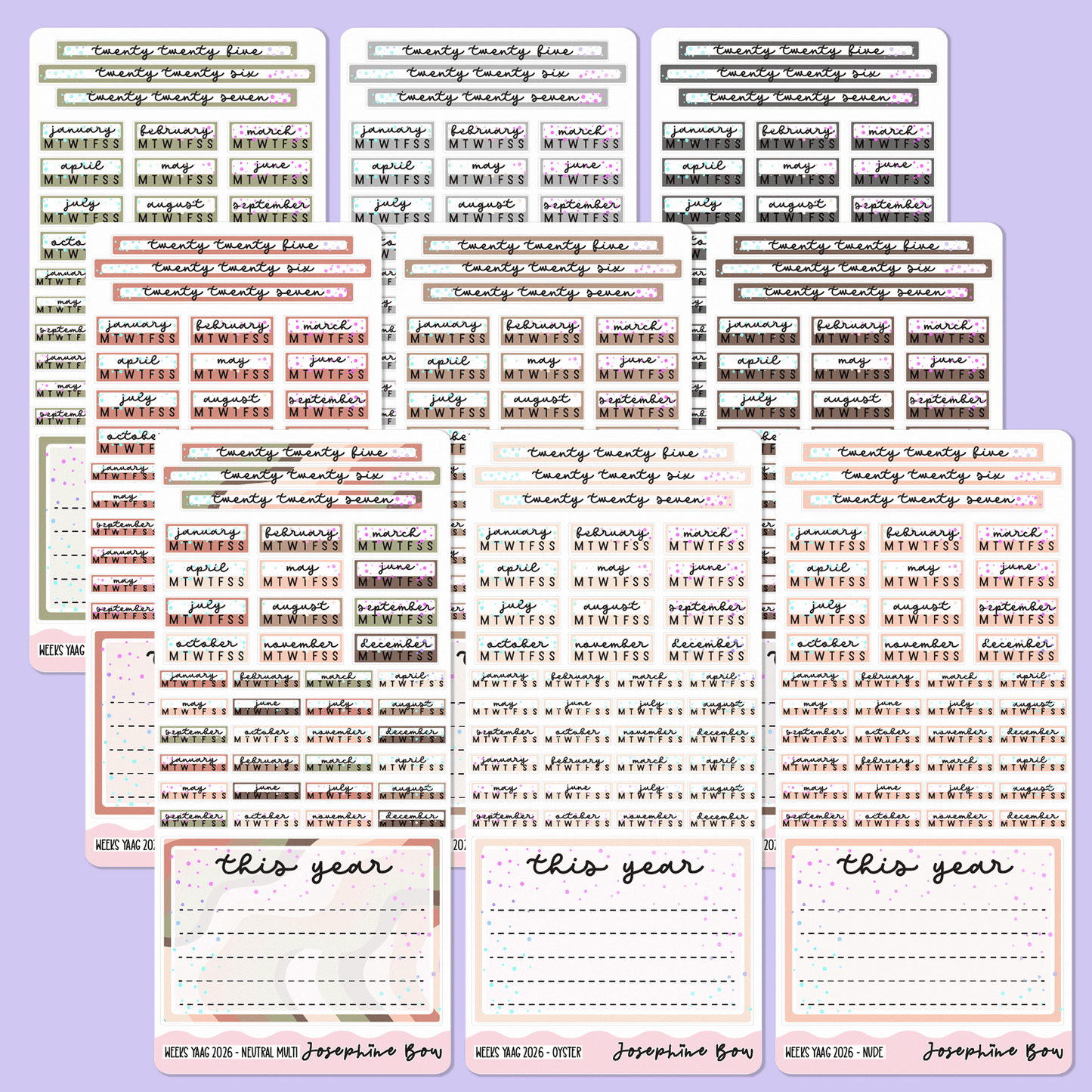 2026 Year At a Glance | Hobo Weeks - Neutral