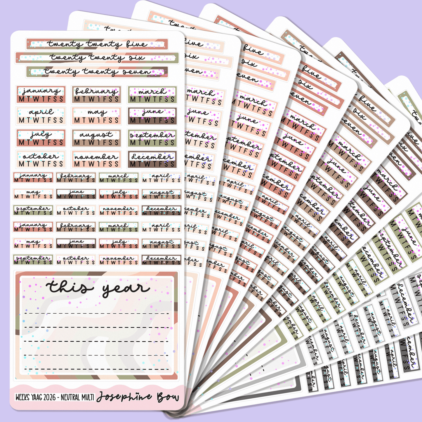 2026 Year At a Glance | Hobo Weeks - Neutral