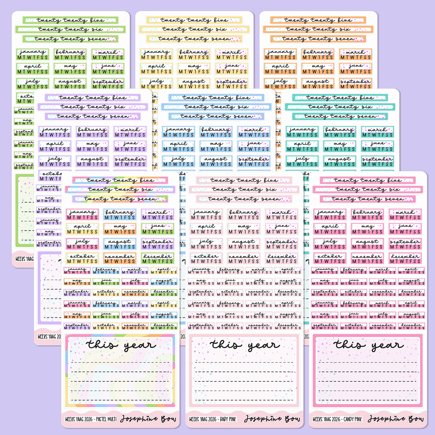 2026 Year At a Glance | Hobo Weeks - Pastel
