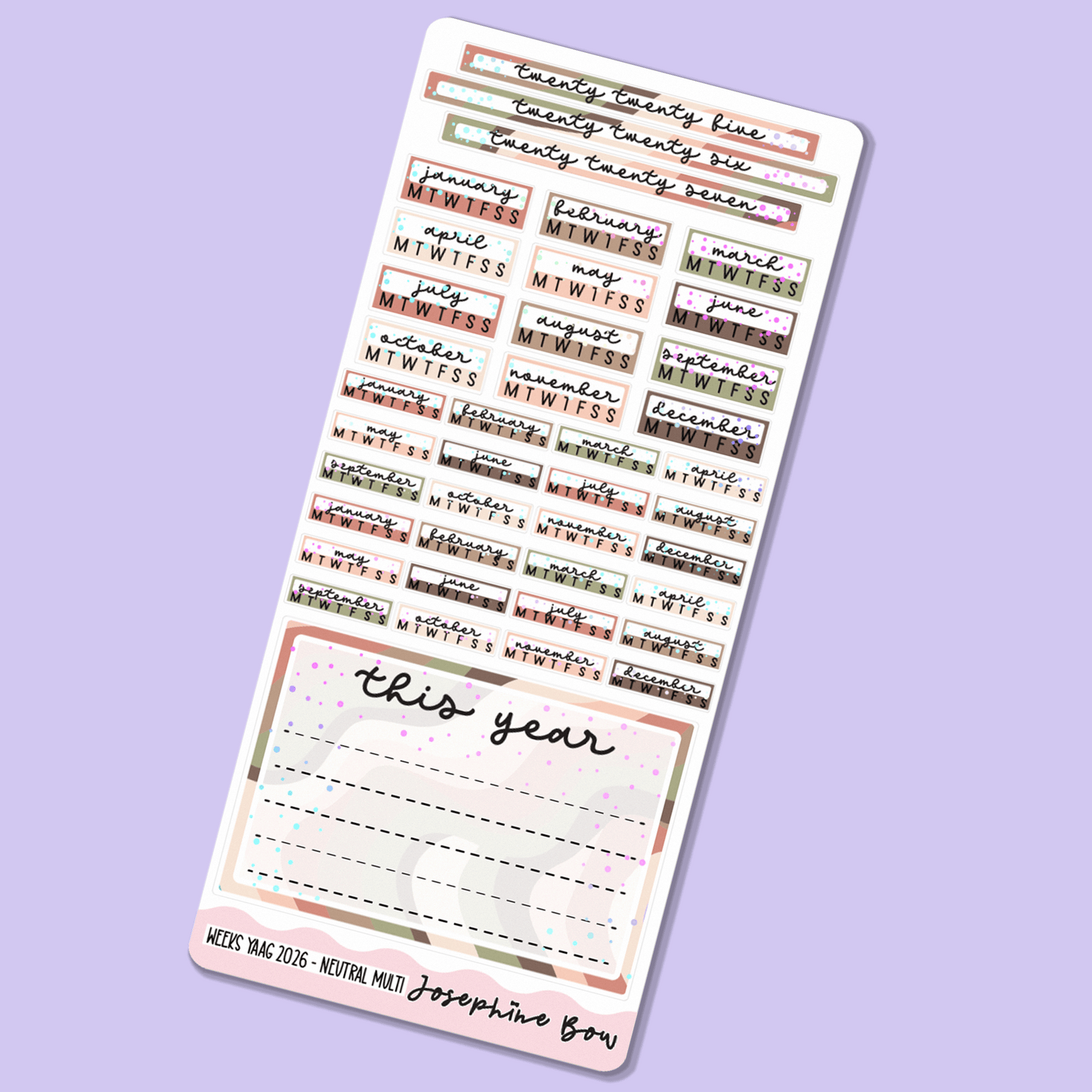 2026 Year At a Glance | Hobo Weeks - Neutral