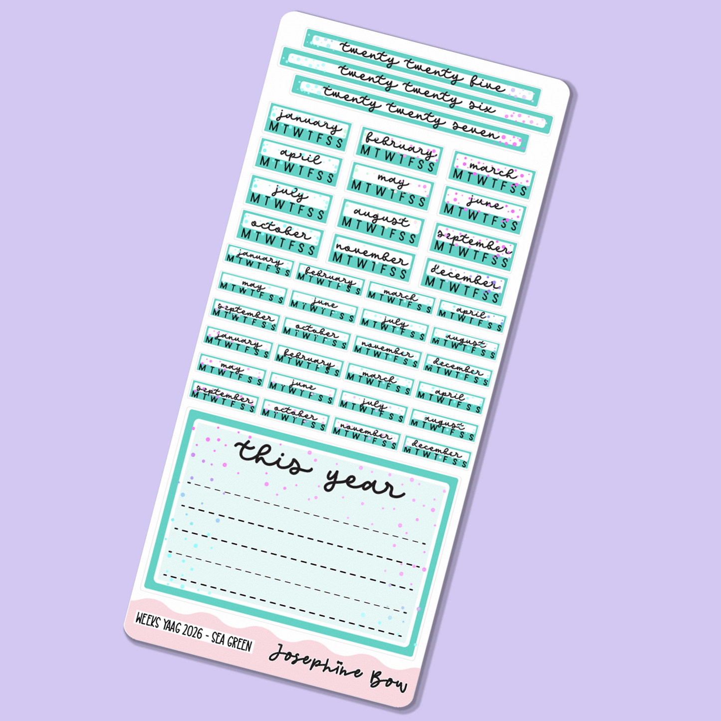 2026 Year At a Glance | Hobo Weeks - Pastel