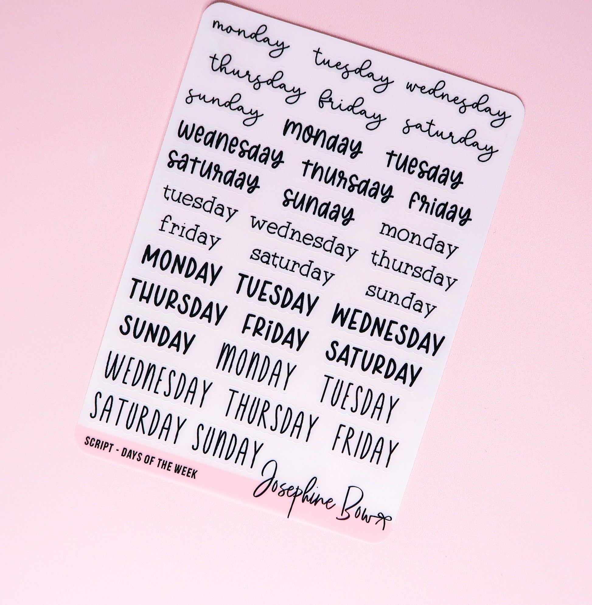 Minimalistic Script Days of the Week Stickers