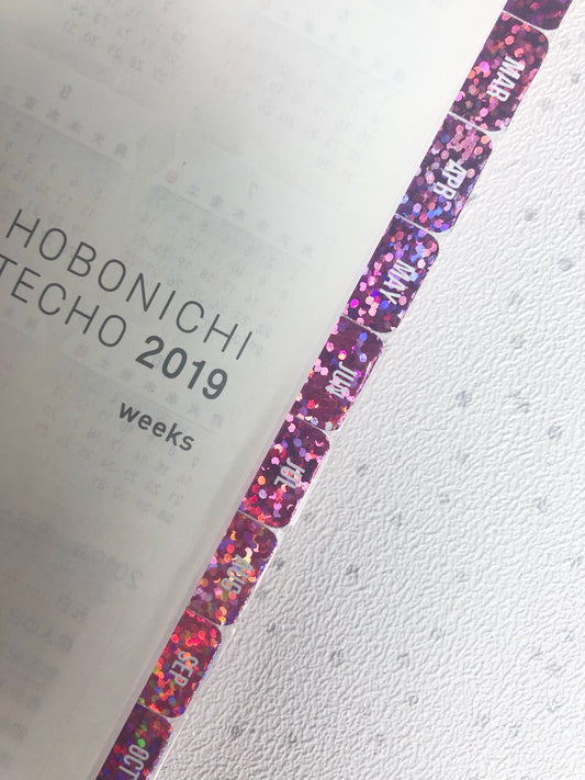 Hobonichi Weeks Pink Foiled Glitter Effect Tabs