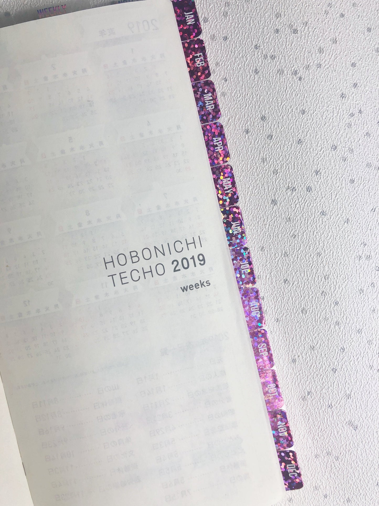 Hobonichi Weeks Pink Foiled Glitter Effect Tabs