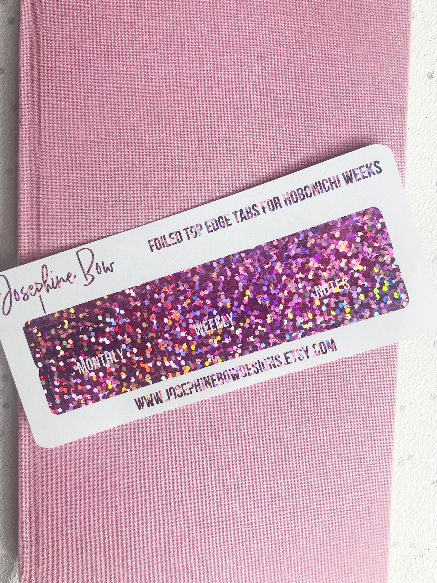 Hobonichi Weeks Pink Glitter Foiled Tabs Top Edge