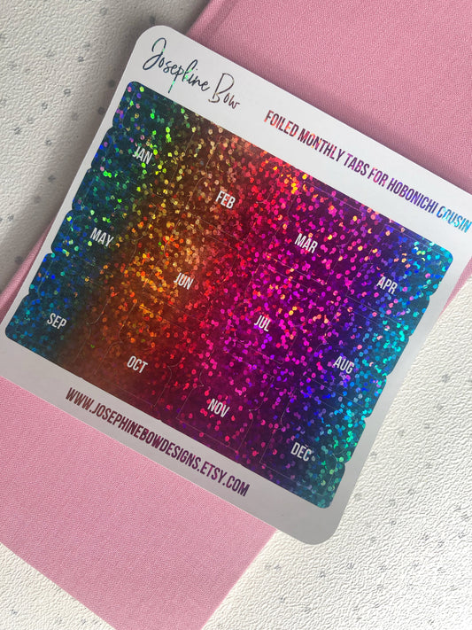 Hobonichi Cousin Rainbow Foiled Tabs stickers