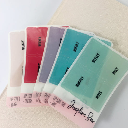 COLOURED HOBONICHI TABS - top edge tabs - 29 Colour Combinations  -  Functional Stickers - Planner Stickers Matt